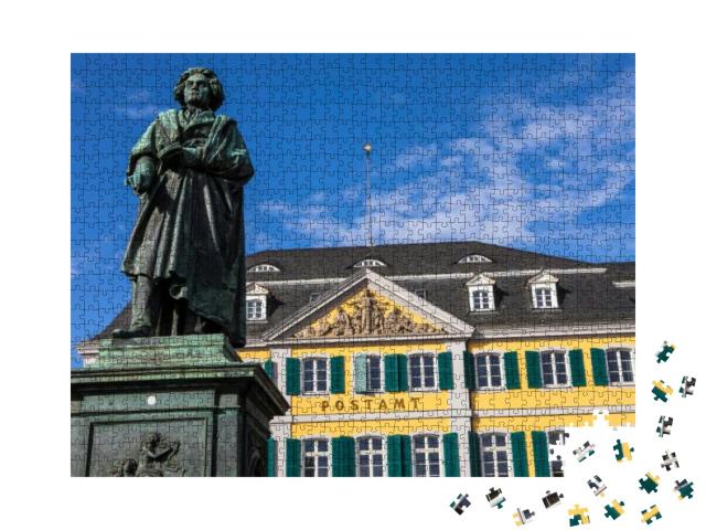 Puzzle 1000 Teile „Statue des berühmten Komponisten Ludwig van Beethoven, Bonn“