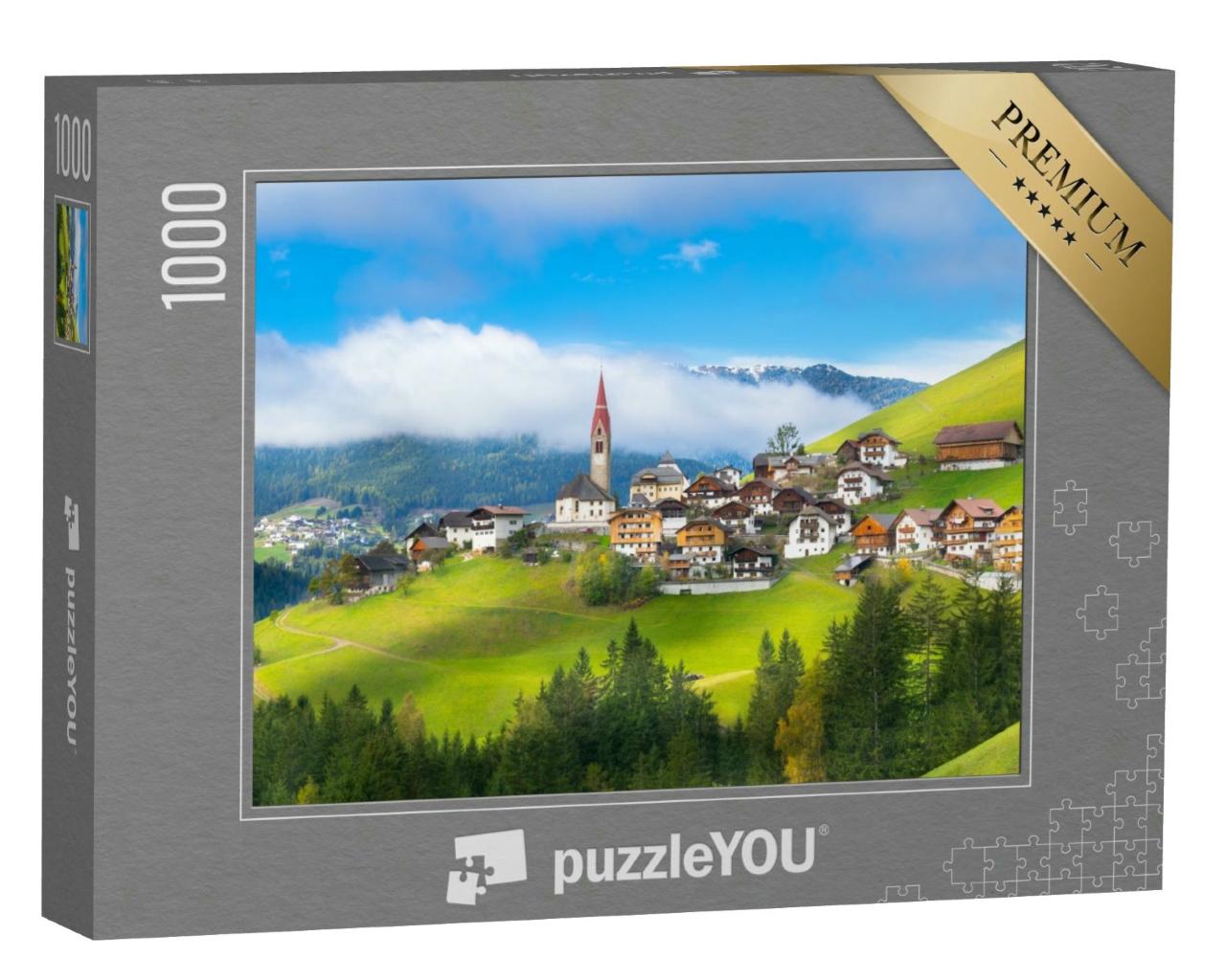 Puzzle 1000 Teile „Schöne Aussicht auf Pieve di Marebbe, Bozen, Italien“