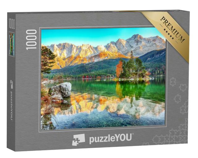 Puzzle 1000 Teile „Herbstlandschaft am Eibsee, Garmisch-Partenkirchen, Bayern“
