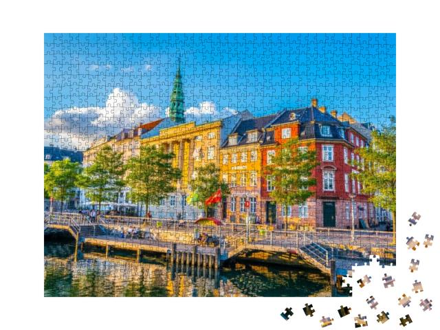 Puzzle 1000 Teile „Ein Kanal am Schloss Christiansborg in Kopenhagen“
