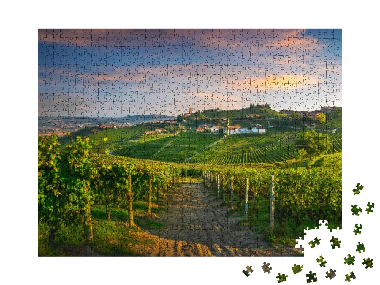 Puzzle 1000 Teile „Das Dorf Barbaresco und die Weinberge der Langhe “
