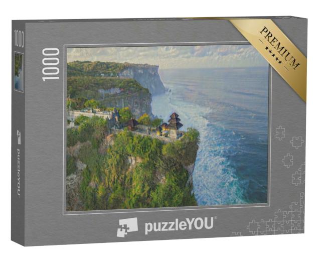 Puzzle 1000 Teile „im Kunst-Stil von Claude Monet - Pura Luhur Uluwatu Tempel, Bali, Indonesien“