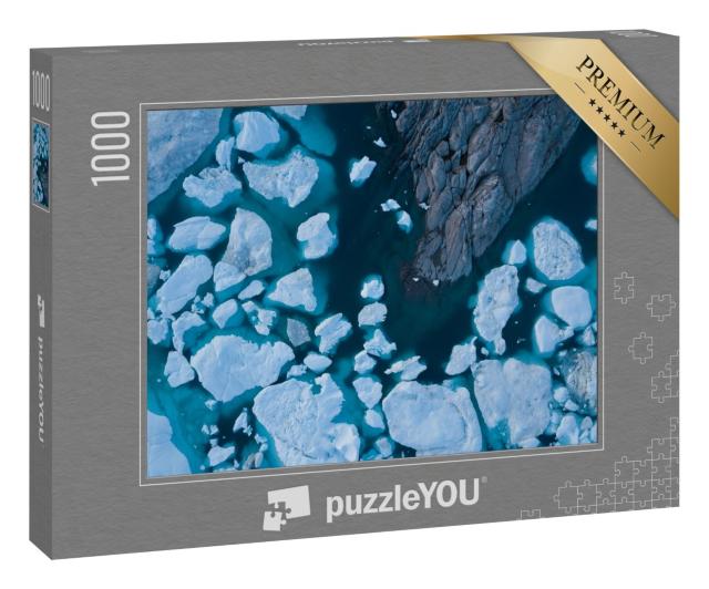 Puzzle 1000 Teile „Luftbild von Eisbergen, schmelzende Gletscher von Grönland“