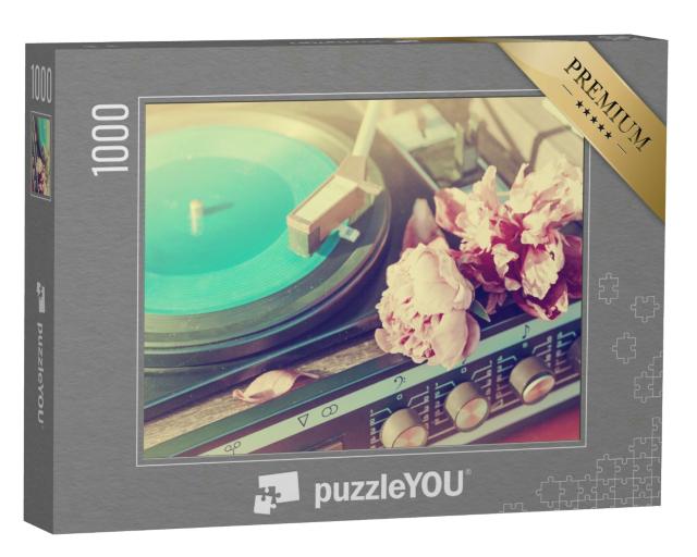 Puzzle 1000 Teile „Alter Vintage-Plattenspieler spielt eine Spur“