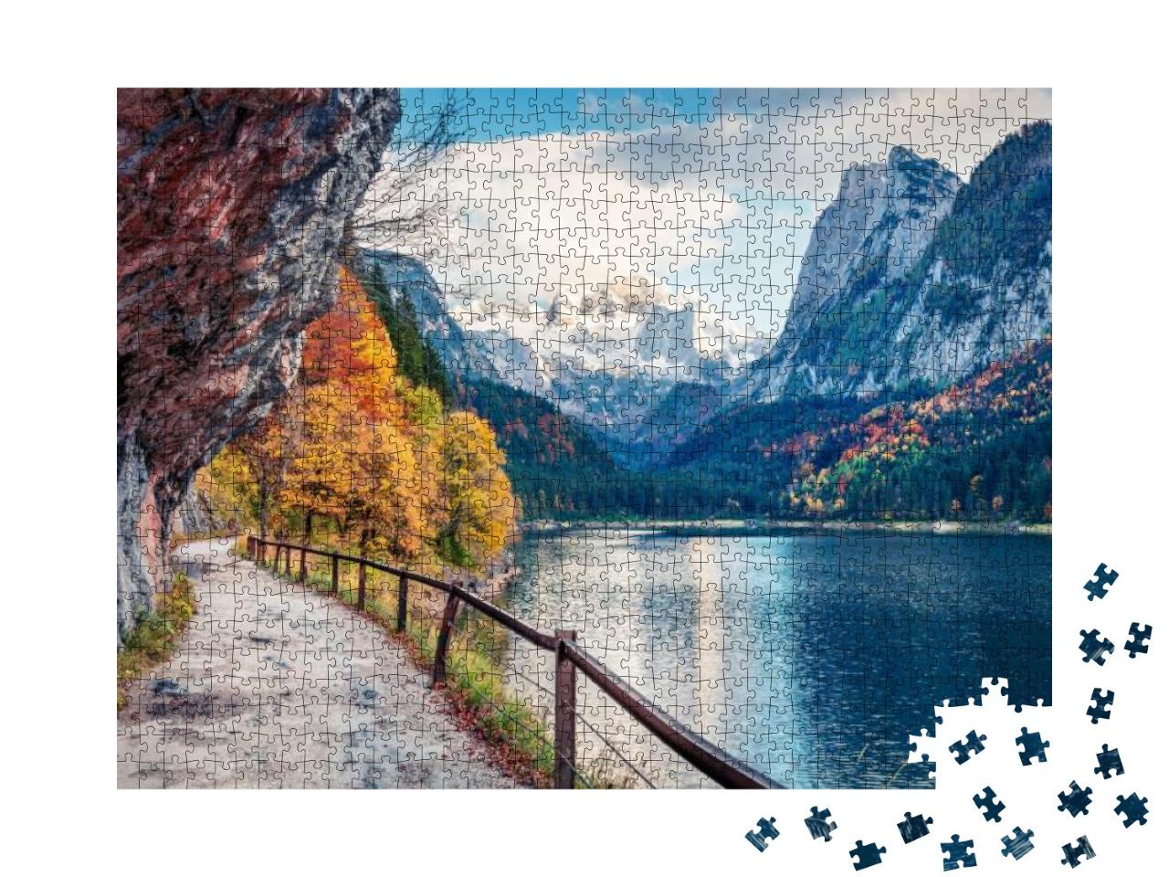 Puzzle 1000 Teile „Friedliche Herbstszene am Dachstein-Gletscher, Österreich“