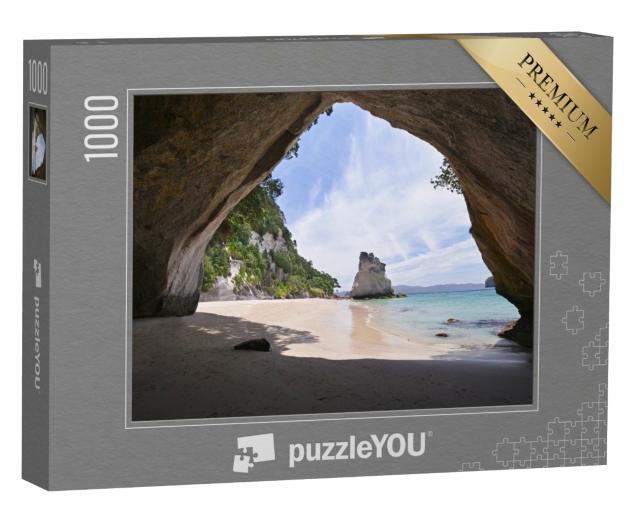Puzzle 1000 Teile „Kathedrale Cove Strand auf der Coromandel Halbinsel, Neuseeland, Nordinsel“