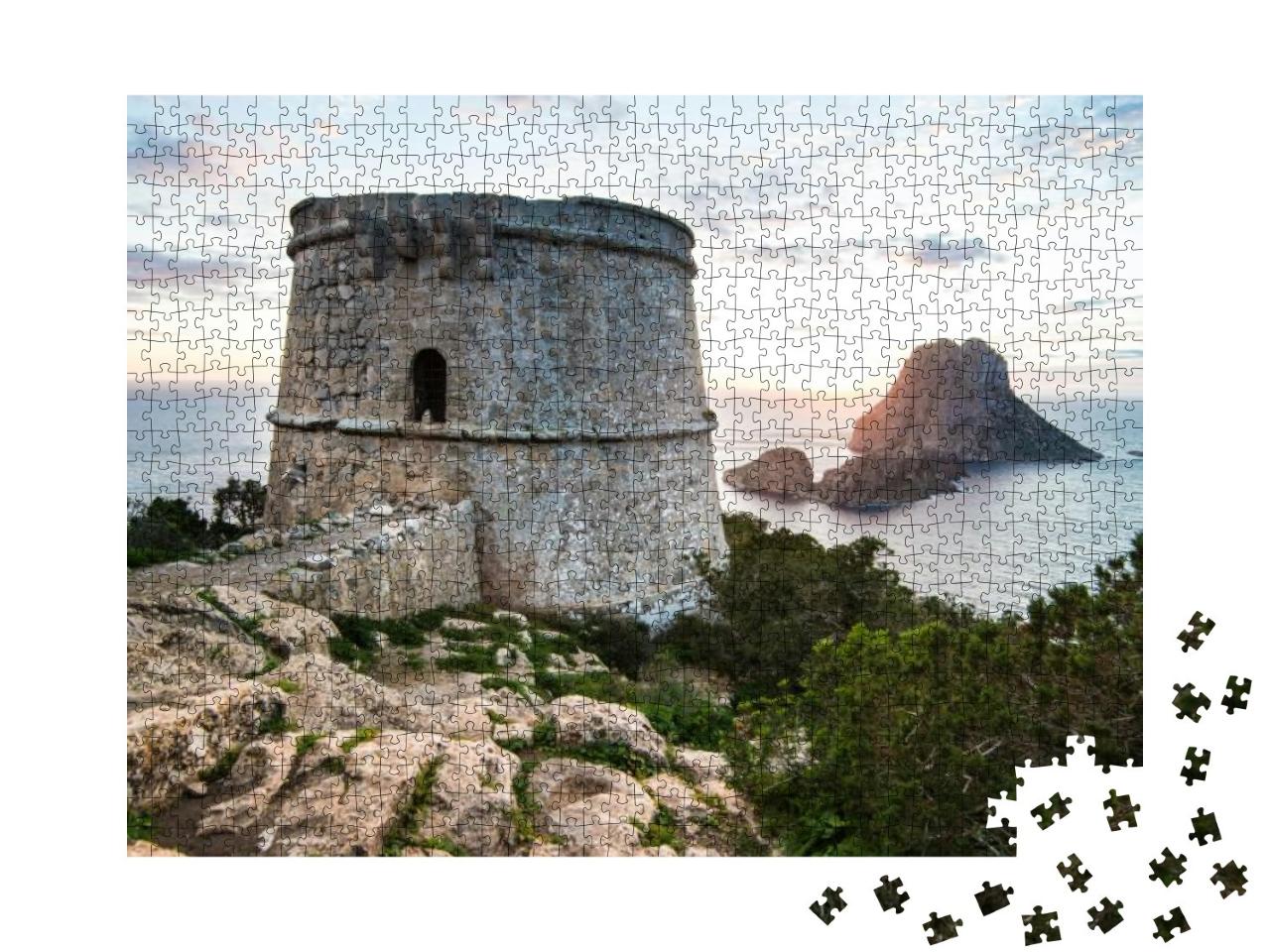 Puzzle 1000 Teile „Sonnenuntergang über der Insel Es Vedra, Ibiza“