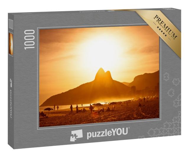 Puzzle 1000 Teile „ Sonnenuntergang am Strand von Ipanema, Rio de Janeiro, Brasilien“