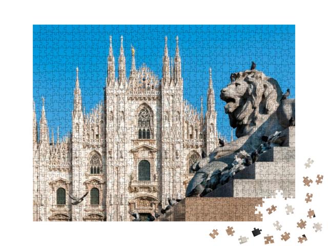 Puzzle 1000 Teile „Mailänder Dom mit Löwendenkmal, Italien“