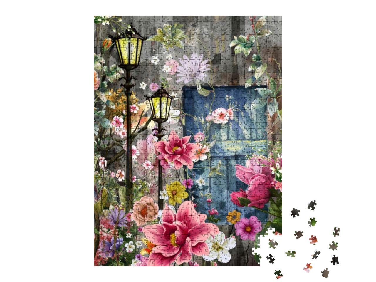 Puzzle 1000 Teile „Die Blüten des Frühlings im Schein von Laternen“