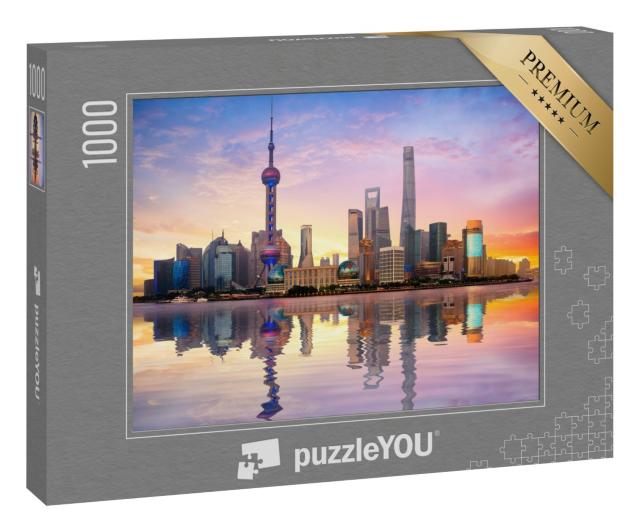 Puzzle 1000 Teile „Shanghai Skyline in der Abenddämmerung“