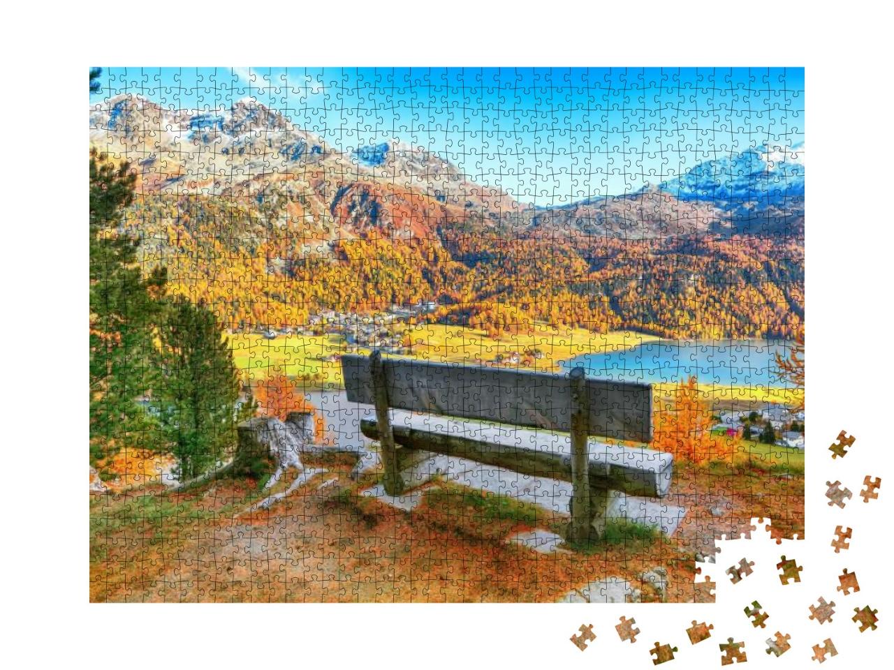 Puzzle 1000 Teile „Wunderschönes Herbstpanorama - Silvaplana See“