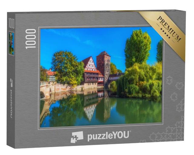 Puzzle 1000 Teile „Das Flussufer der Pegnitz in Nürnberg, Deutschland“