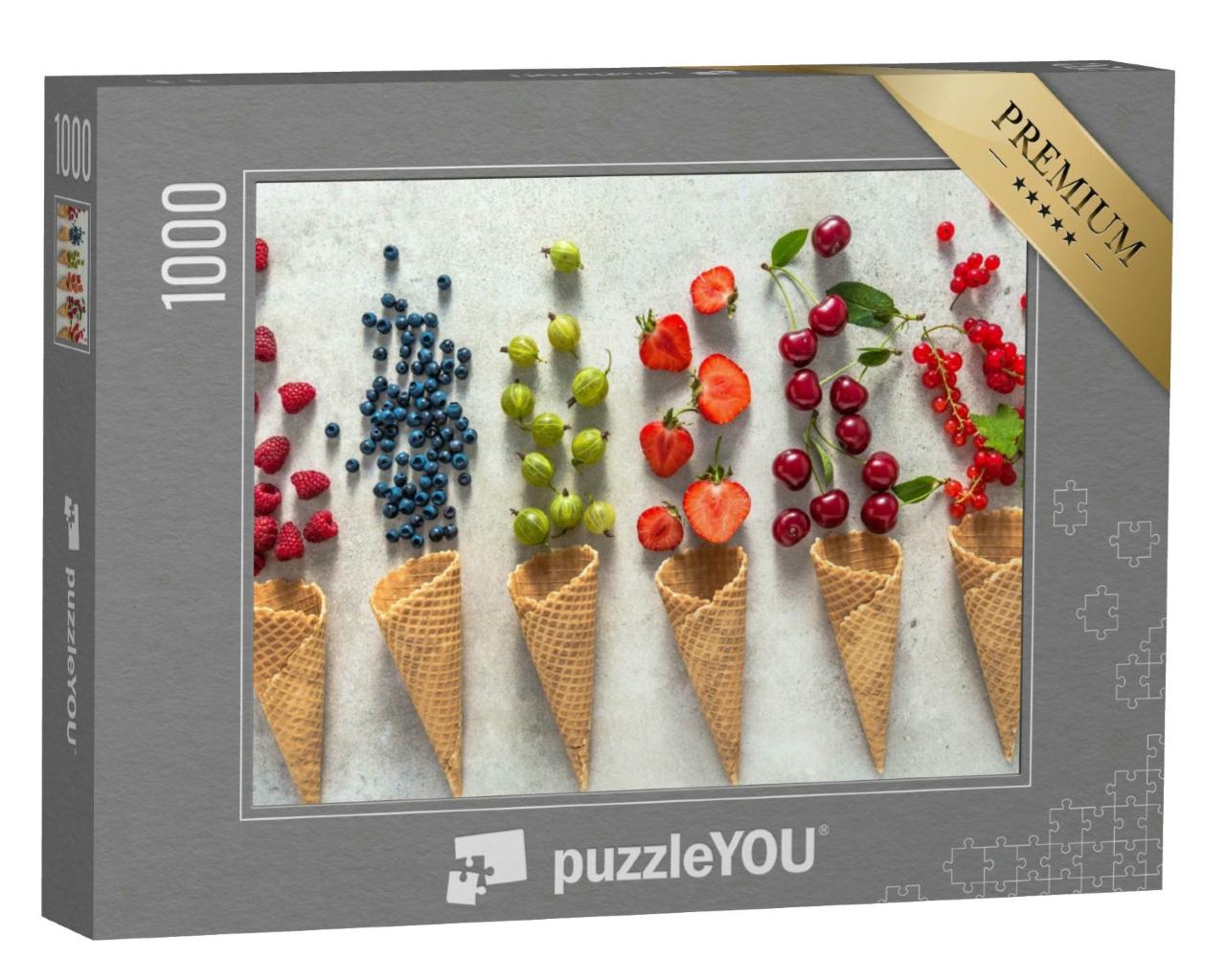 Puzzle 1000 Teile „Eiswaffeln mit Früchten “