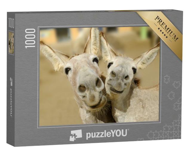 Puzzle 1000 Teile „Zwei cremefarbene Esel  “