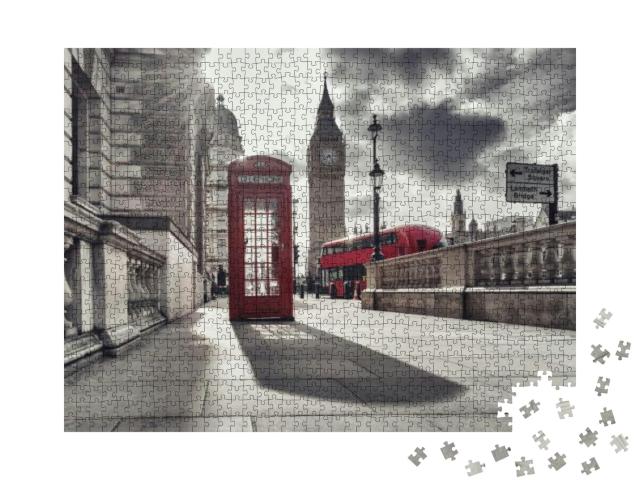 Puzzle 1000 Teile „Rote Telefonzelle und Big Ben in London, England“