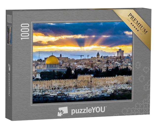 Puzzle 1000 Teile „Sonnenstrahlen über der Altstadt von Jerusalem“