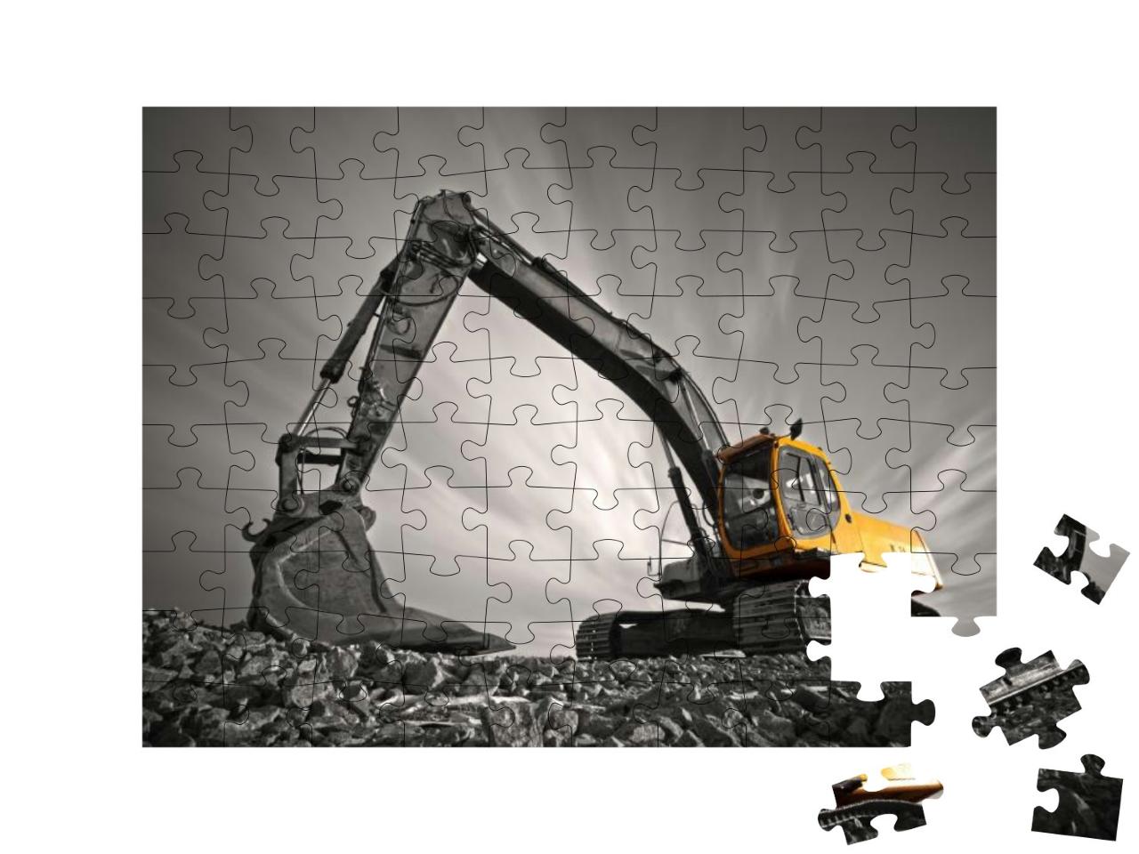 Puzzle 100 Teile „Bagger auf steinigem Boden“