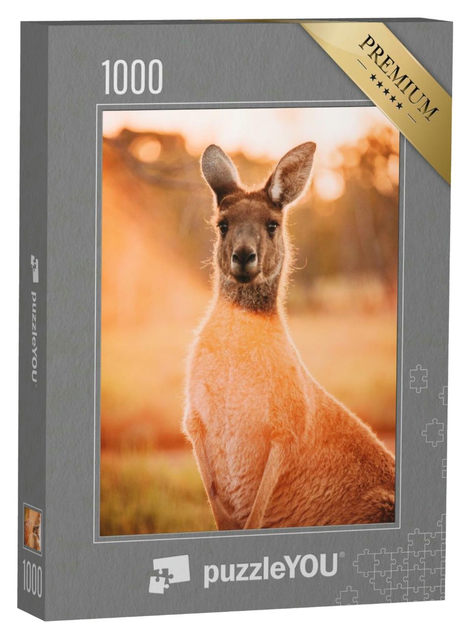 Puzzle 1000 Teile „Känguru im Sonnenuntergang, Perth, Westaustralien“