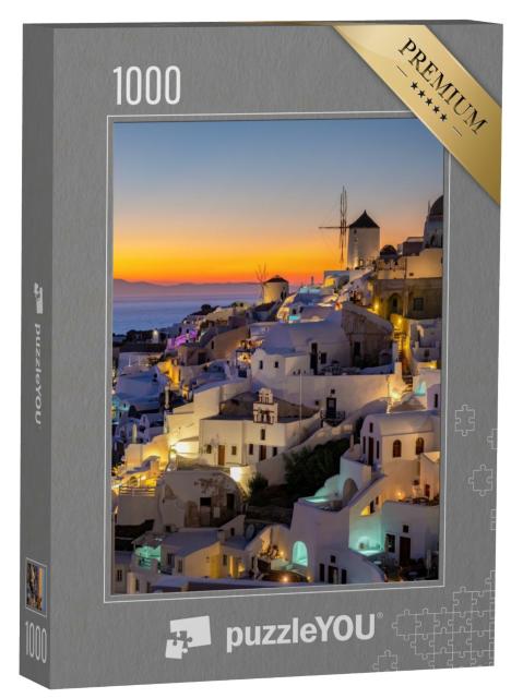 Puzzle 1000 Teile „Sonnenuntergang auf der Insel Santorini, Griechenland“