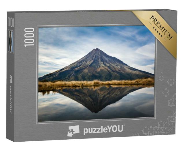 Puzzle 1000 Teile „Perfekte Reflektion des Vulkans Taranaki auf der Nordinsel Neuseelands“
