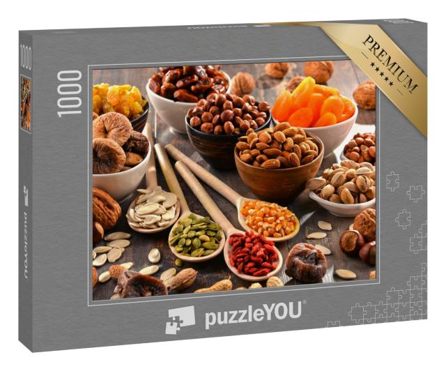 Puzzle 1000 Teile „Komposition aus Trockenfrüchten und verschiedenen Nüssen“