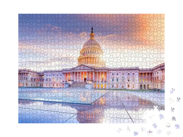 Puzzle 1000 Teile „Das Kapitolgebäude der USA bei Nacht“