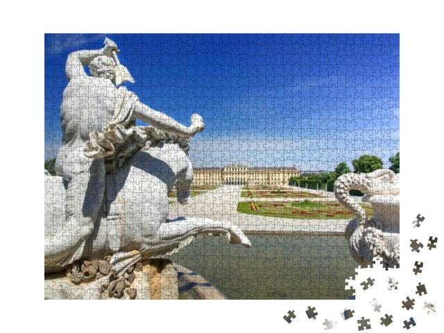 Puzzle 1000 Teile „Neptunbrunnen und Schloss Schönbrunn in Wien“
