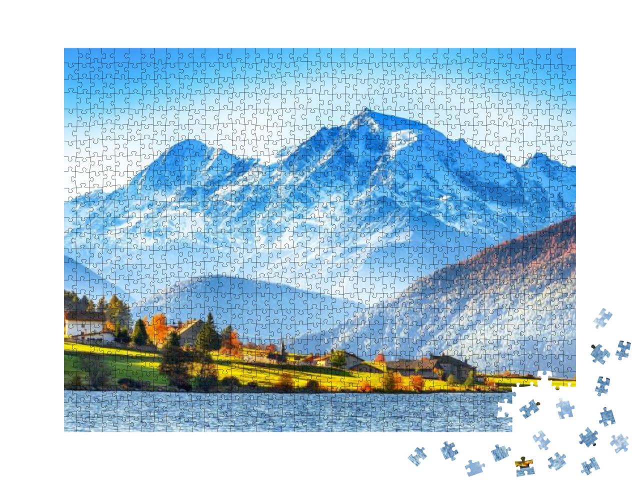 Puzzle 1000 Teile „Lago della Muta, auch bekannt als Haidersee, Südtirol“