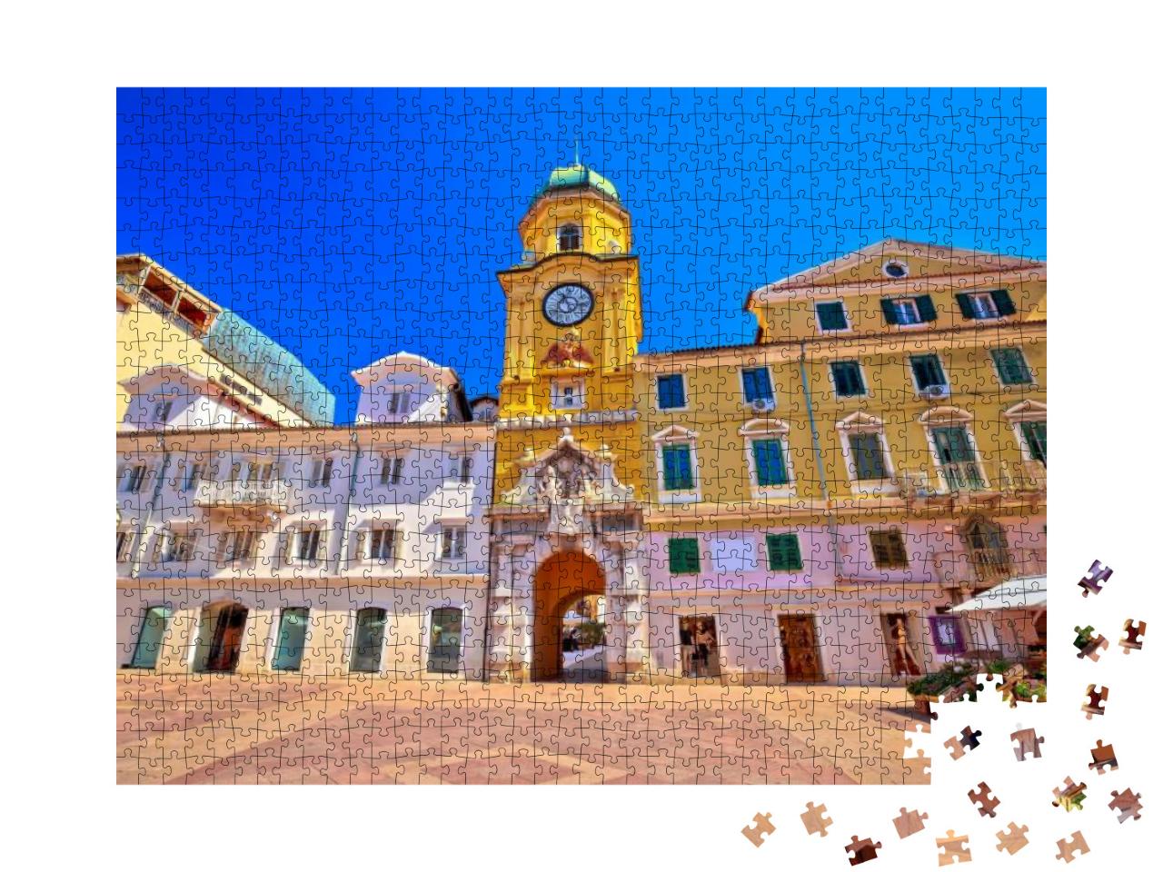Puzzle 1000 Teile „Rijeka Hauptplatz und Uhrturm, Kvarner Bucht, Kroatien“