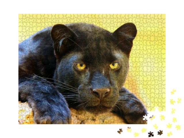 Puzzle 1000 Teile „Der Leopard, auch als schwarze Panther bezeichnet“