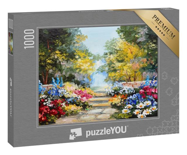 Puzzle 1000 Teile „Ölgemälde: bunter Sommergarten“
