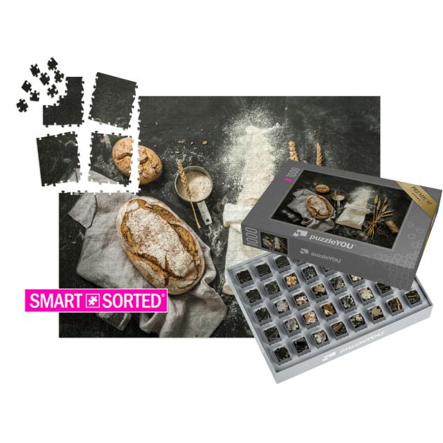 SMART SORTED® | Puzzle 1000 Teile „Rustikales Brot und Mehl“