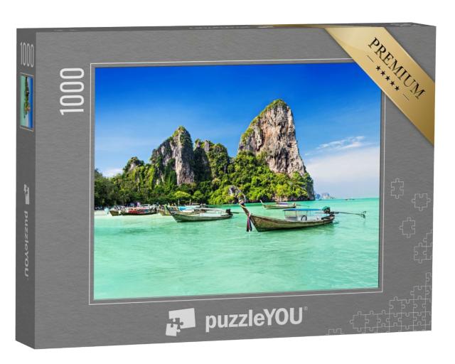 Puzzle 1000 Teile „Longtale Boote am Strand in Thailand“