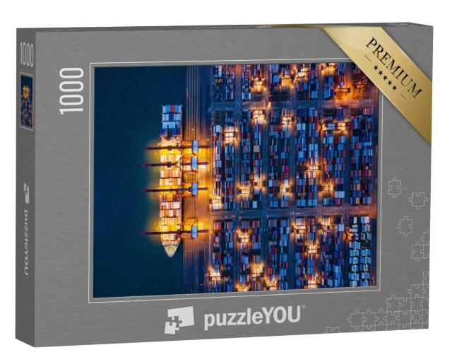 Puzzle 1000 Teile „Container-Frachtschiff im Victoria Harbour, Hong Kong“