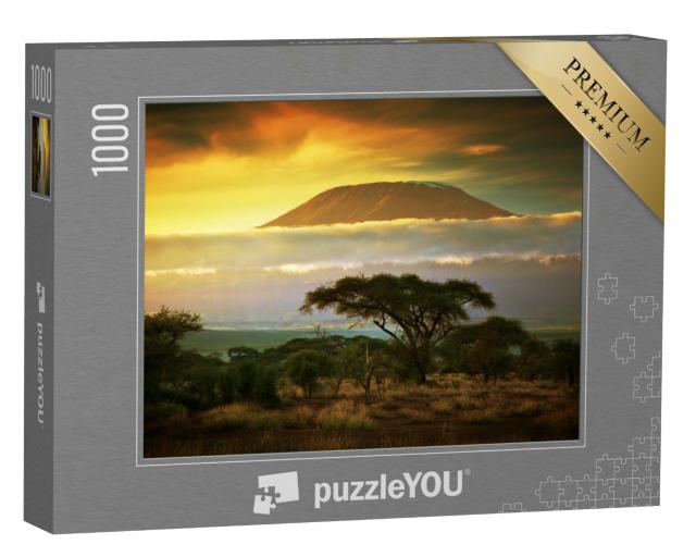 Puzzle 1000 Teile „Malerisch: Savanne und Wolken am Kilimanjaro in Amboseli, Kenia, Afrika“