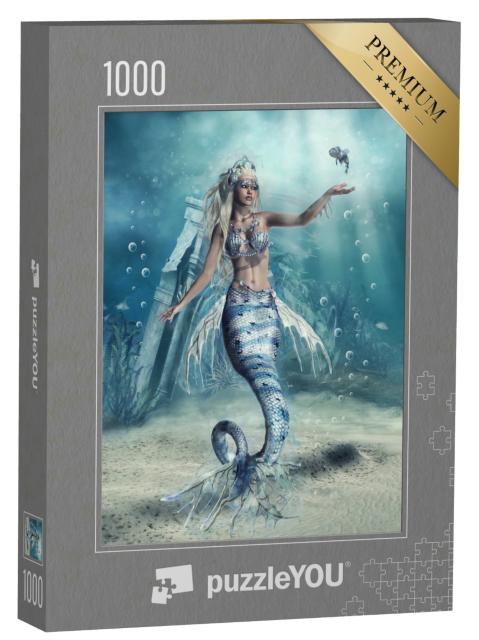 Puzzle 1000 Teile „Meerjungfrau auf dem fantastischen Meeresgrund“