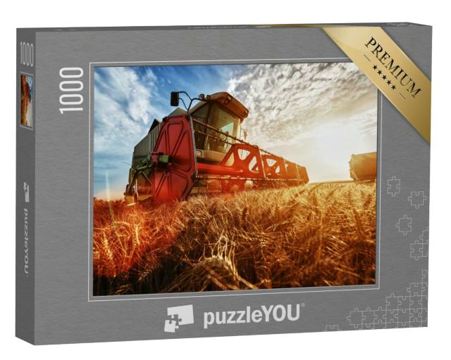 Puzzle 1000 Teile „Mähdrescher-Ernte im Weizenfeld“
