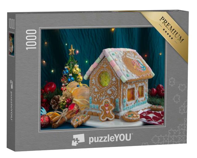 Puzzle 1000 Teile „Kleines Lebkuchenhaus mit weihnachtlicher Dekoration“