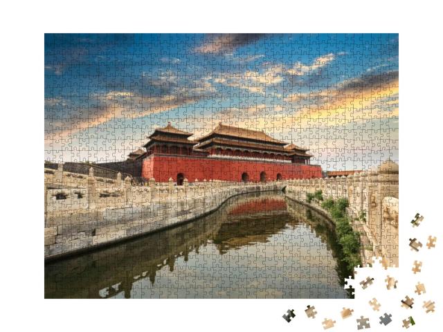 Puzzle 1000 Teile „Die Verbotene Stadt in Peking bei bewölktem Himmel“