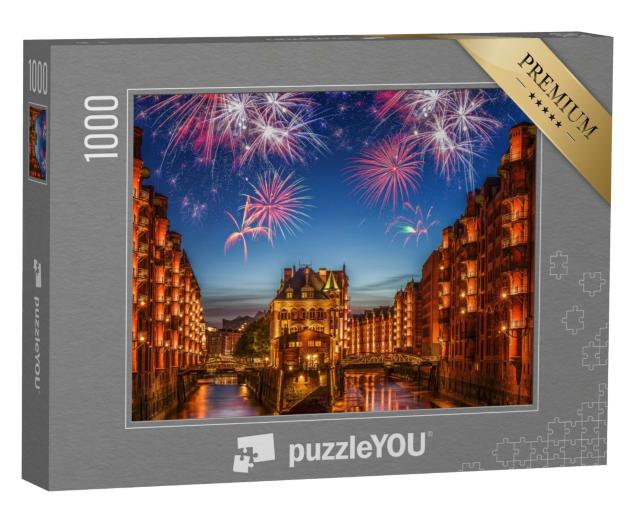 Puzzle 1000 Teile „Feuerwerk über Hamburg“