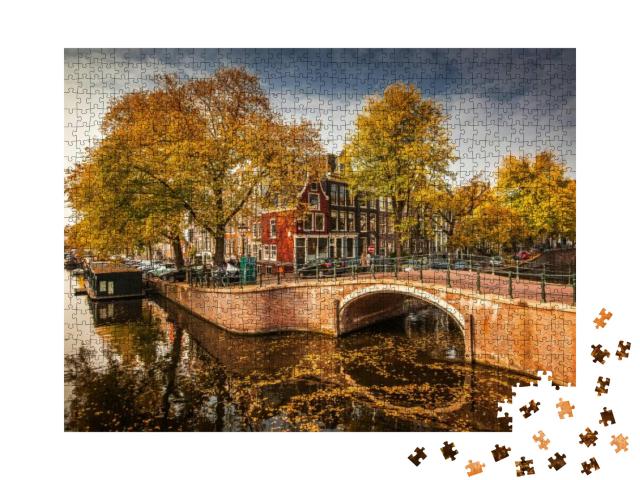 Puzzle 1000 Teile „Grachten im Herbst, Amsterdam, Niederlande“