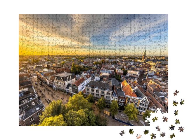 Puzzle 1000 Teile „Blick über das historische Stadtzentrum von Groningen, Niederlande“