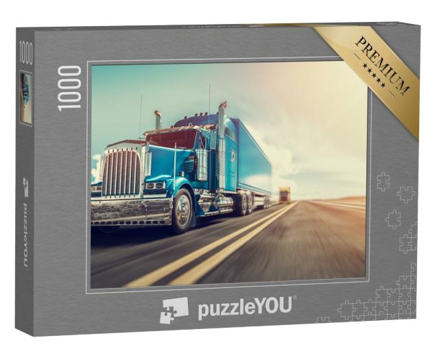 Puzzle 1000 Teile „3D-Rendering: Truck auf dem Highway“