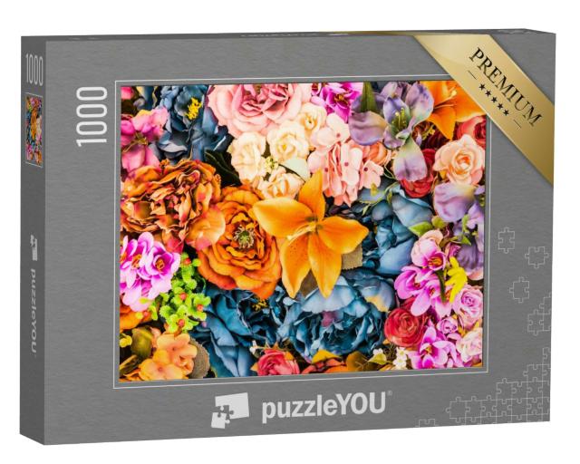Puzzle 1000 Teile „Bunte Blumen in Nahaufnahme“