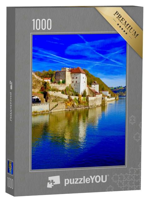 Puzzle 1000 Teile „Stadtzentrum mit Donau, Passau, Bayern, Deutschland“