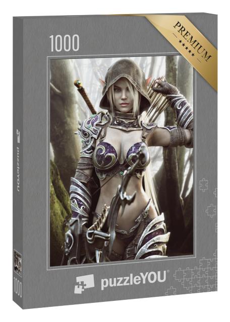 Puzzle 1000 Teile „Weiblicher Dunkelelf in Fantasy-Rüstung“