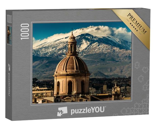 Puzzle 1000 Teile „Kuppel der Kathedrale von Catania vor dem Ätna, Sizilien, Italien“