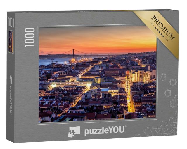 Puzzle 1000 Teile „Lissabon bei Nacht, Portugal“