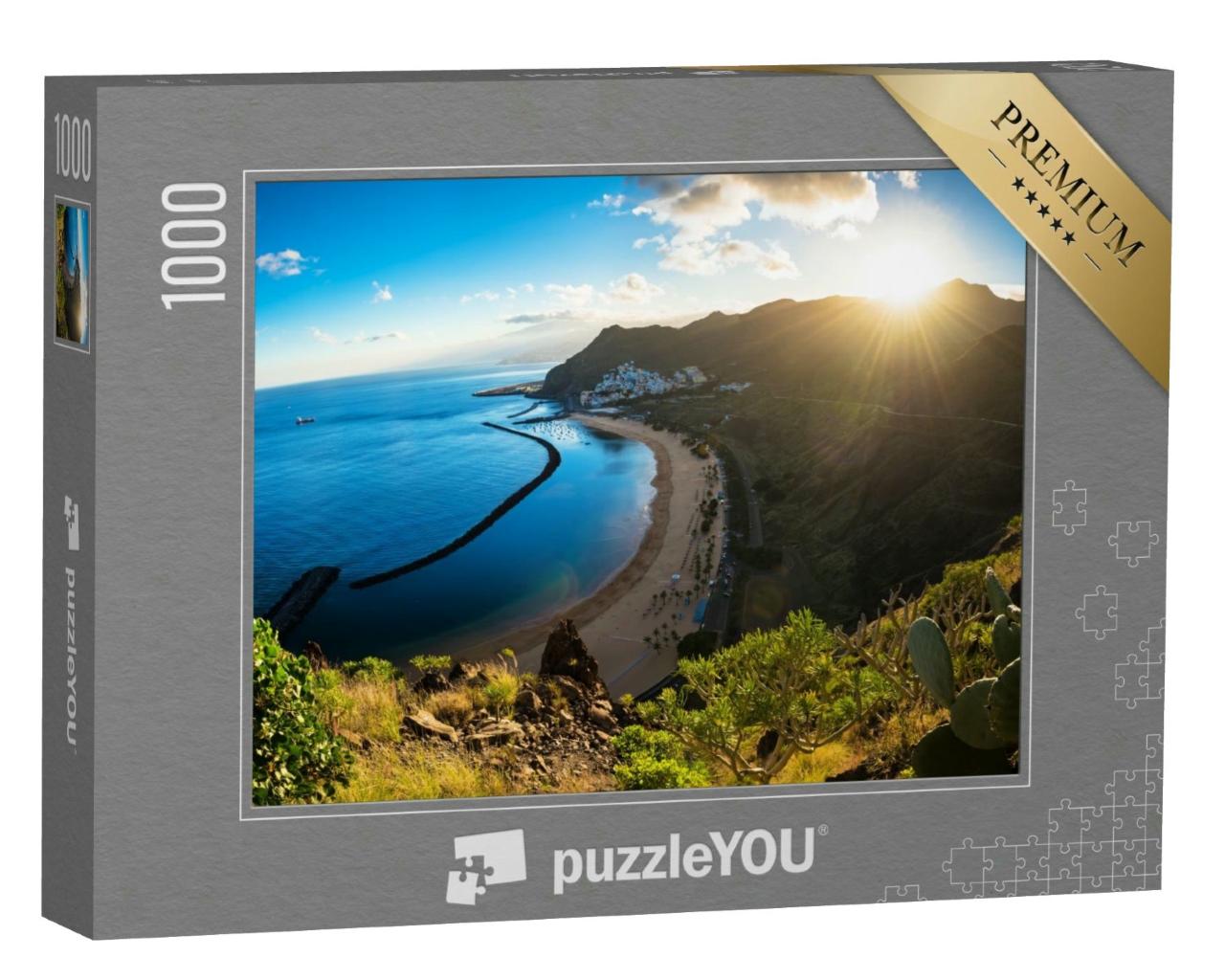 Puzzle 1000 Teile „Panoramablick auf den Strand las Teresitas, Teneriffa, Spanien“